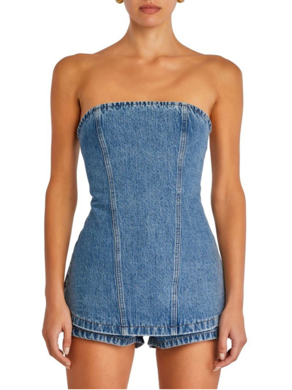 SER.O.YA Christyl Strapless Top Bustier Corset Denim in River Small Y2K SOLD OUT